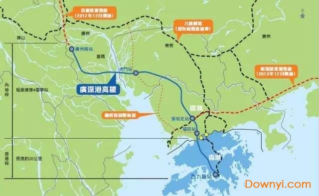 广深港高铁线路示意图 广深港高铁线路图